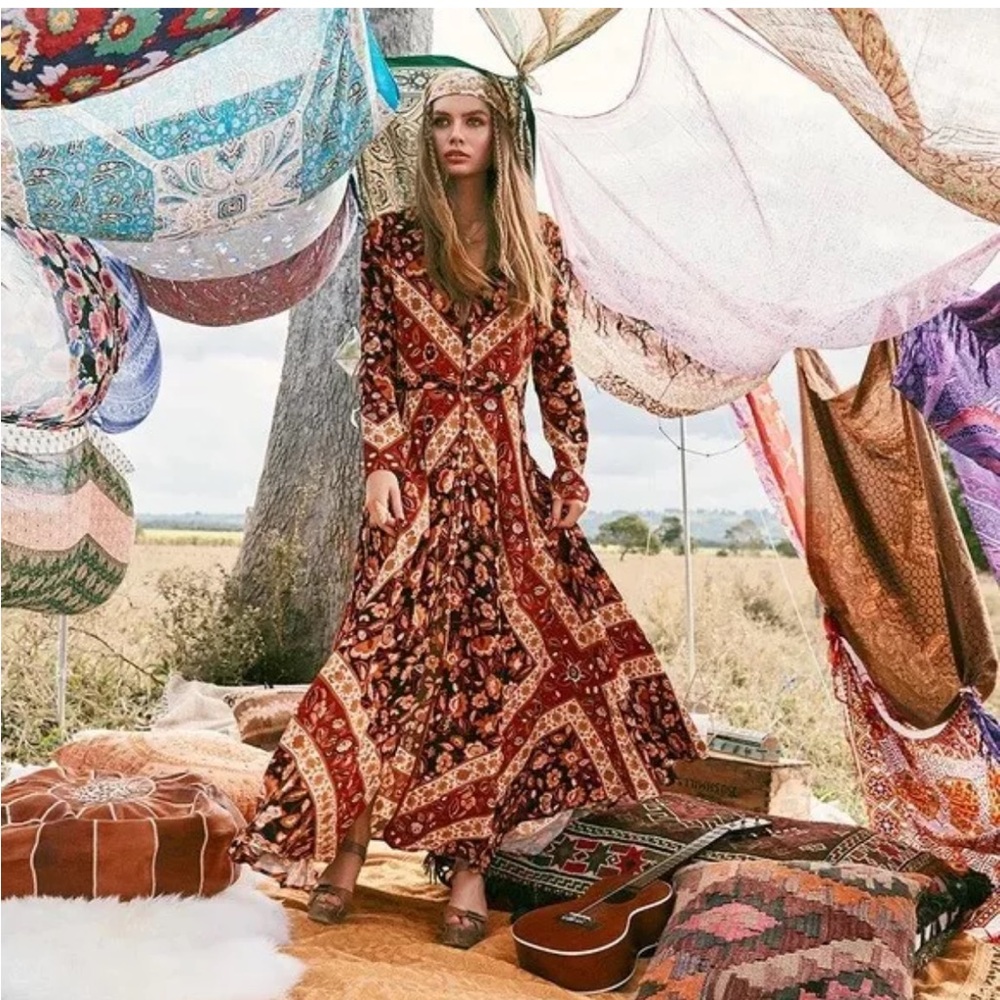 Spell Lolita gown in rust XS maxi festival collection bohemian